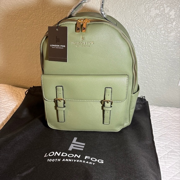 London Fog Sage Backpack with Gold Details - Picture 1 of 8